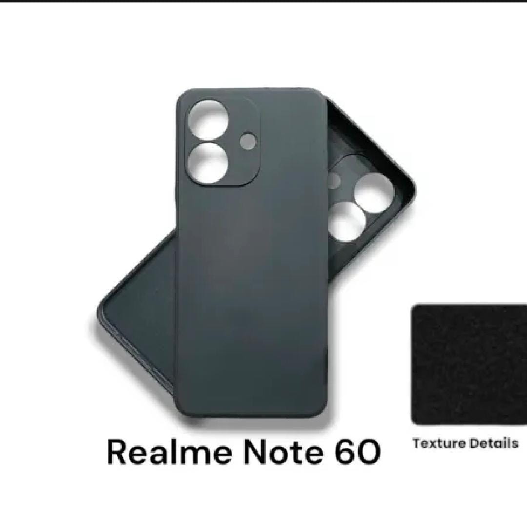 REALME Note 60 Liquid Silicone Case Phone Back Cover with Hand Strap - Black Realme Note 60