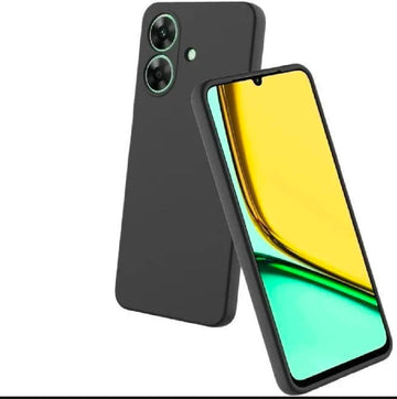 REALME Note 60 Liquid Silicone Case Phone Back Cover with Hand Strap - Black Realme Note 60