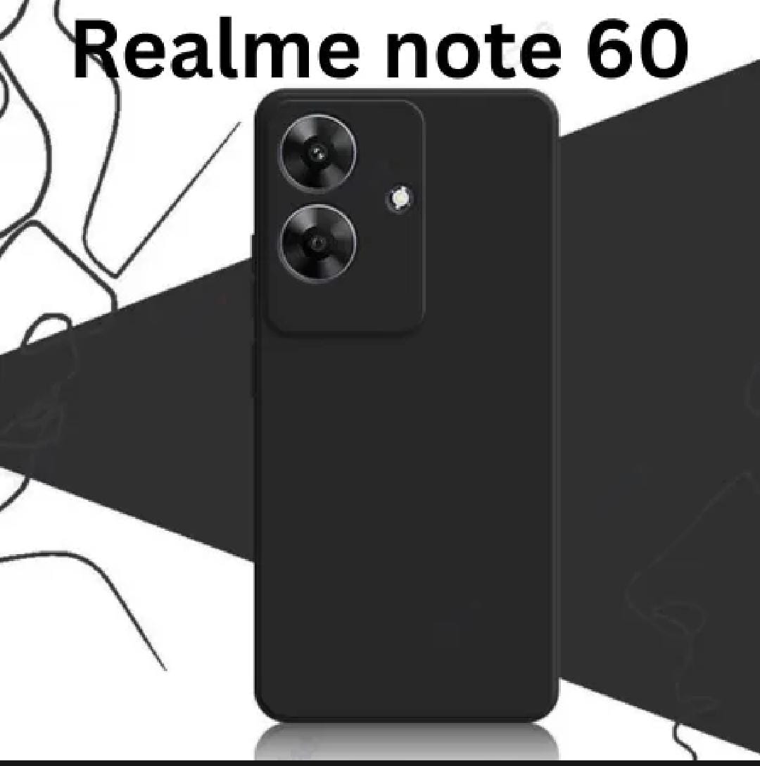 REALME Note 60 Liquid Silicone Case Phone Back Cover with Hand Strap - Black Realme Note 60