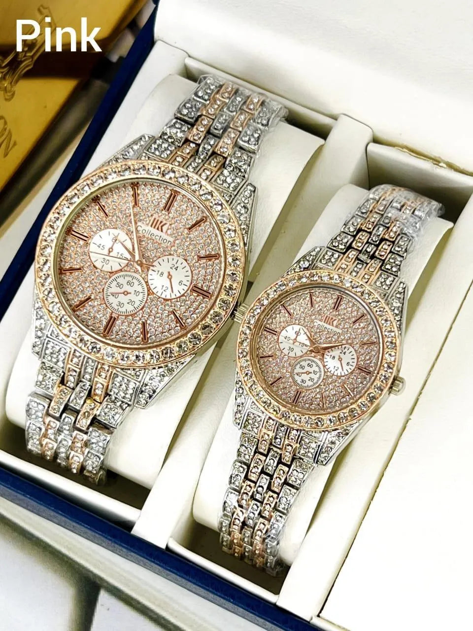 Stainless Steel Diamond Stone Couple Watches