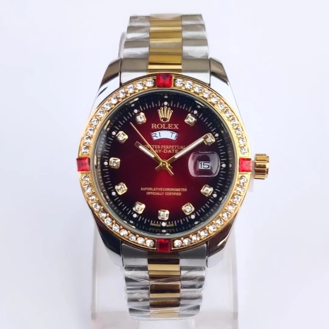 ROLEX Men's Classic Stones Stainless Steel Wrist Watch 