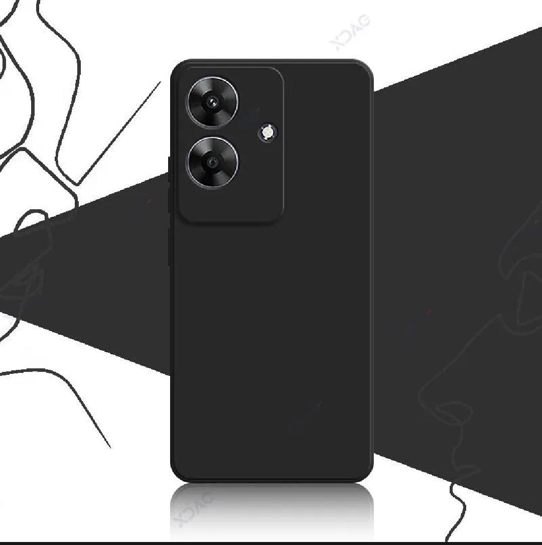 REALME Note 60 Liquid Silicone Case Phone Back Cover with Hand Strap - Black Realme Note 60