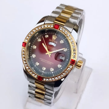 ROLEX Men's Classic Stones Stainless Steel Wrist Watch 